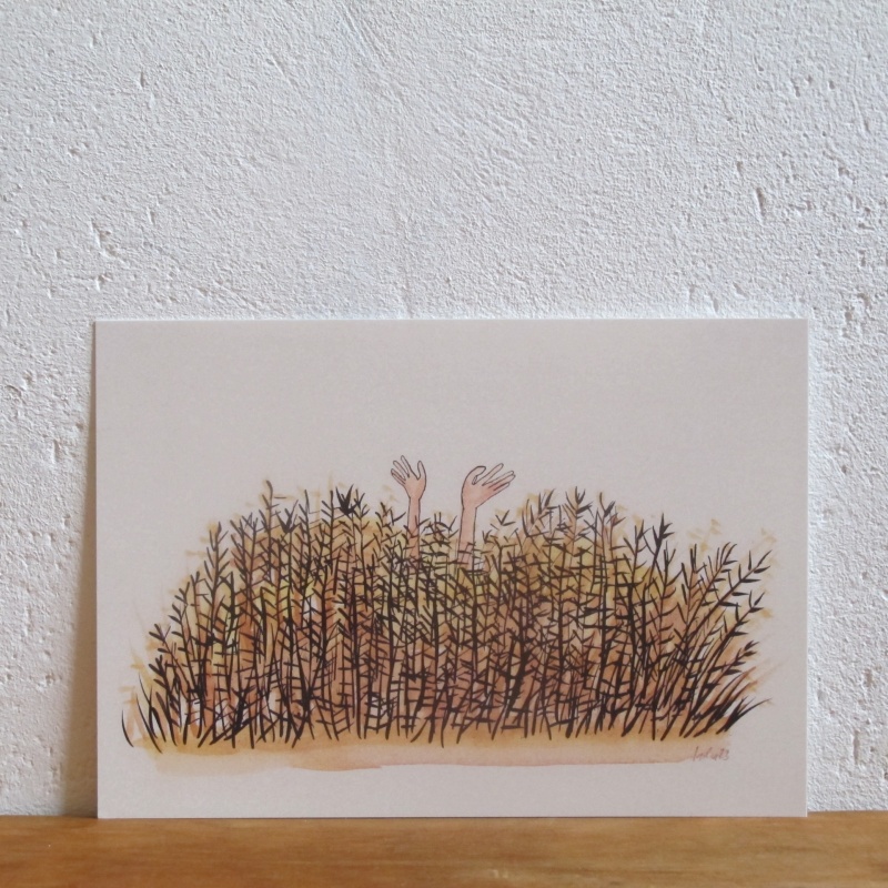Rapsfeld aus dem Hände ragen, Illustration