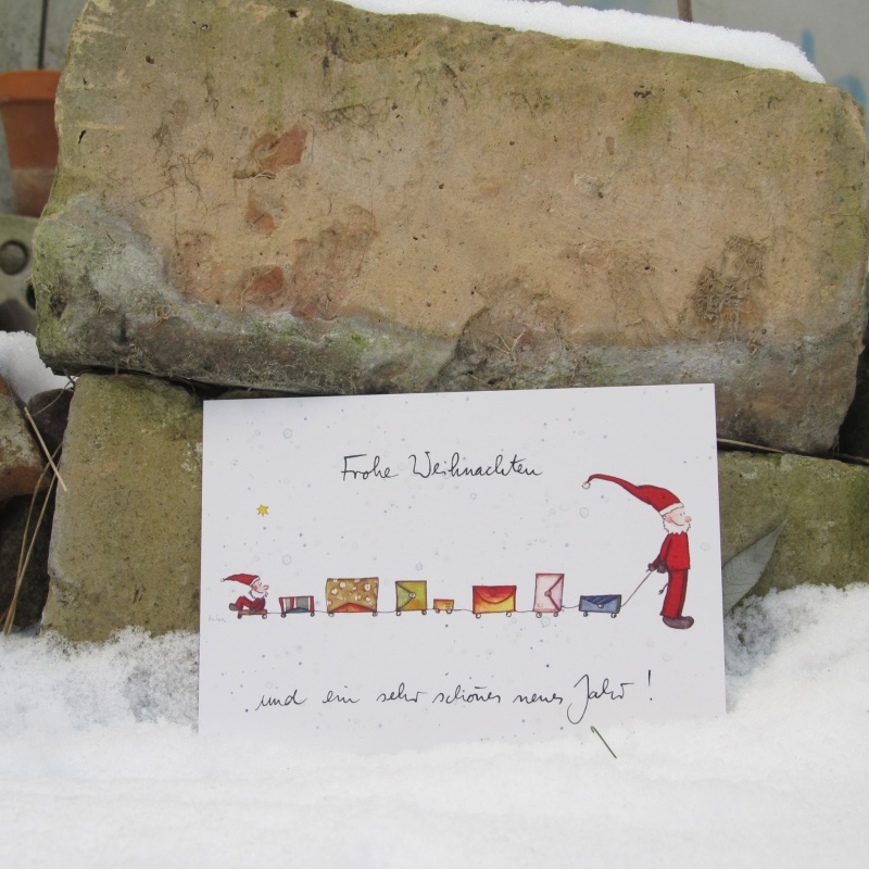 Bunte Weihnachtspostkarte mit Text