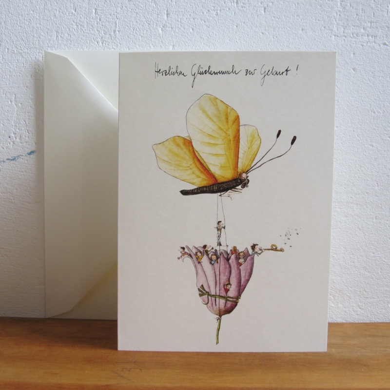Schmetterling und Glockenblume und Kinder