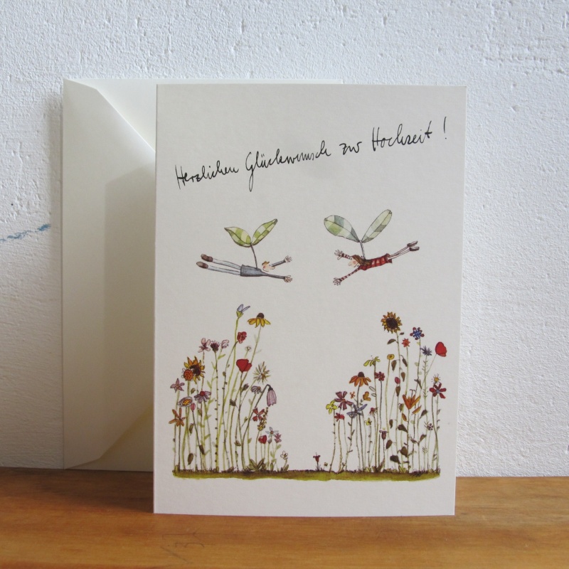 Wiese und Fliegende zur Hochzeit